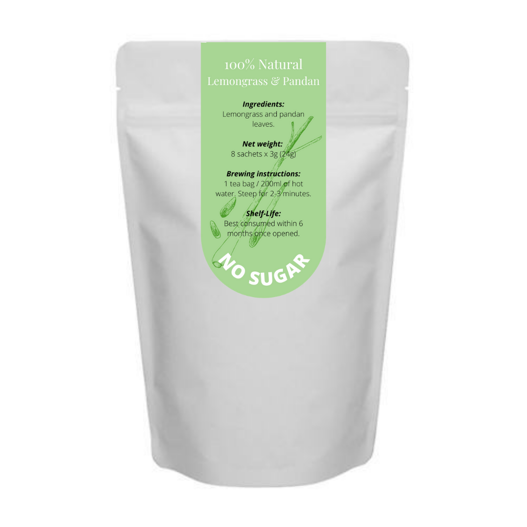 Coffeehock 100% All Natural Lemongrass &amp; Pandan Teabag with No Sugar 8&#39;s x 3g